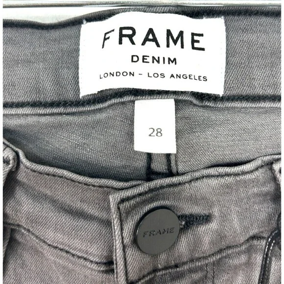 Frame Denim Le Skinny de Jeanne Women 28 Jean Gray Shred Distressed USA Stretch - Picture 9 of 13
